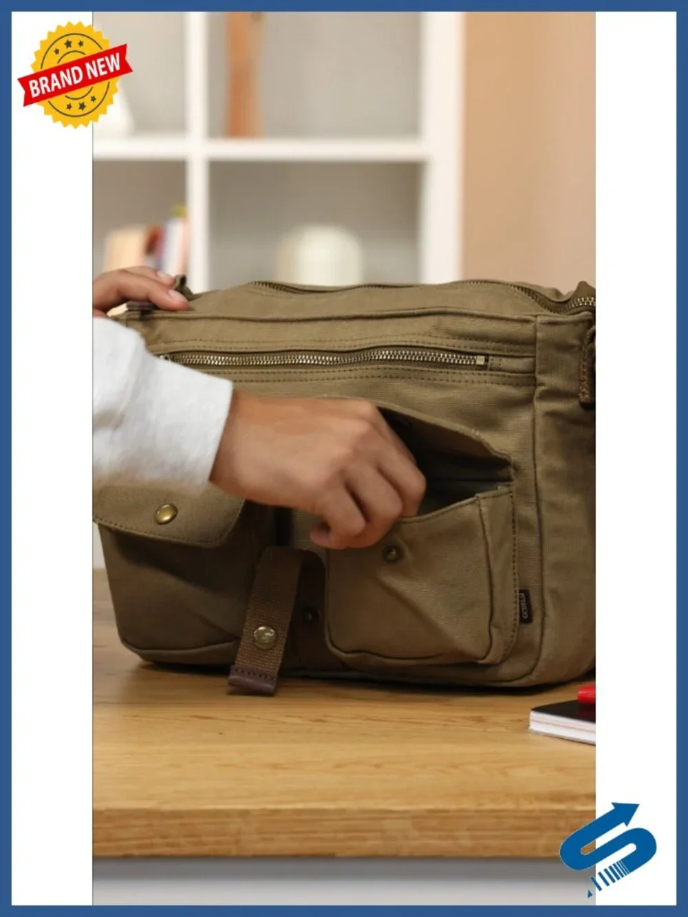 Canvas Messenger Bag - Vintage Crossbody Shoulder Bag Military Satchel